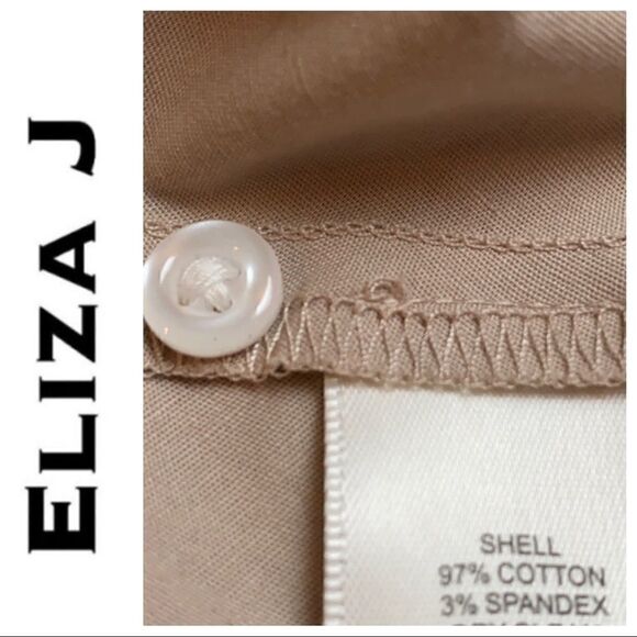 ELIZA J SMOCKED WAIST KHAKI POPLIN SHIRTDRESS - Picture 6 of 8